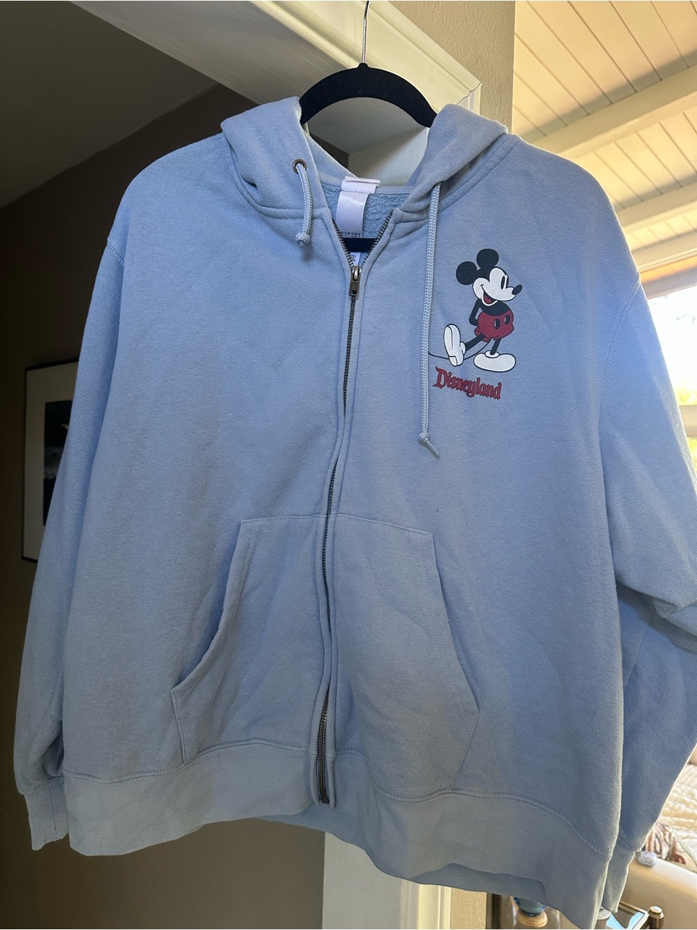Disney Women’s Light Blue Mickey Mouse Zip-Up Hoodie Sz 1X
